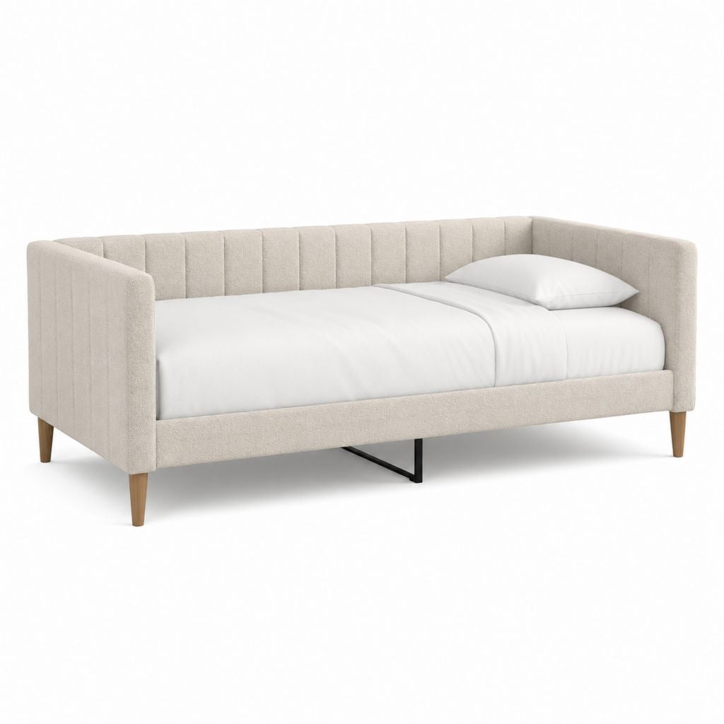 Lit banquette avec cadre beige en polyester 90 x 200 cm 216 x 100 x 80 cm
