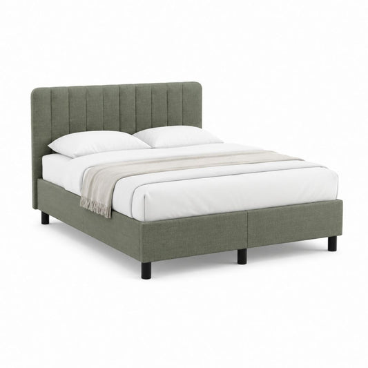 Lit double avec cadre de lit vert en polyester 160 x 200 cm