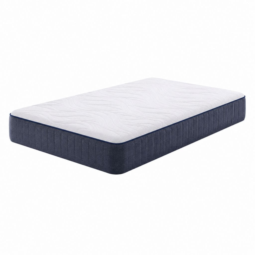 Matelas double rectangulaire blanc et bleu en mousse polyuréthane 140 x 190 x 20 cm