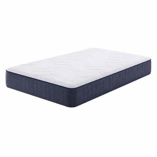 Matelas double rectangulaire blanc et bleu en mousse polyuréthane 140 x 190 x 20 cm