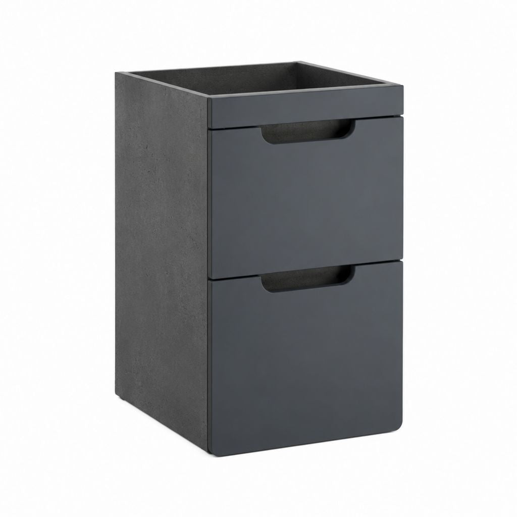 Meuble sous vasque à poser anthracite et décor béton en panneaux MDF 40 x 60 x 60 cm avec 2 tiroirs