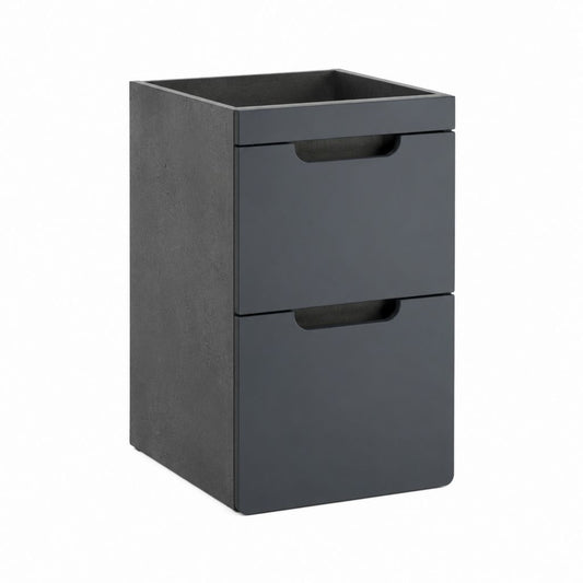 Meuble sous vasque à poser anthracite et décor béton en panneaux MDF 40 x 60 x 60 cm avec 2 tiroirs